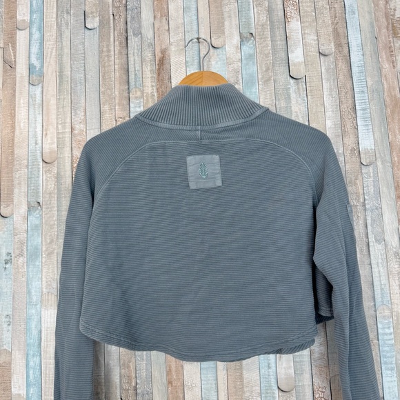 Free People S Movement Ribbed Knit So Fly Henley Pullover Crop Long Sleeve Top - Picture 6 of 9